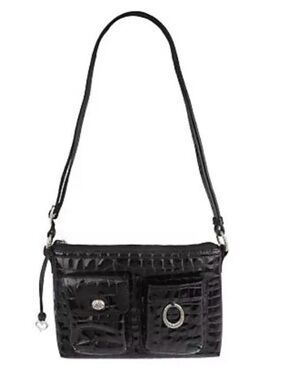 Brighton EUC Cher Modern Mini Bag with Adjustable Strap Black Patent Leather